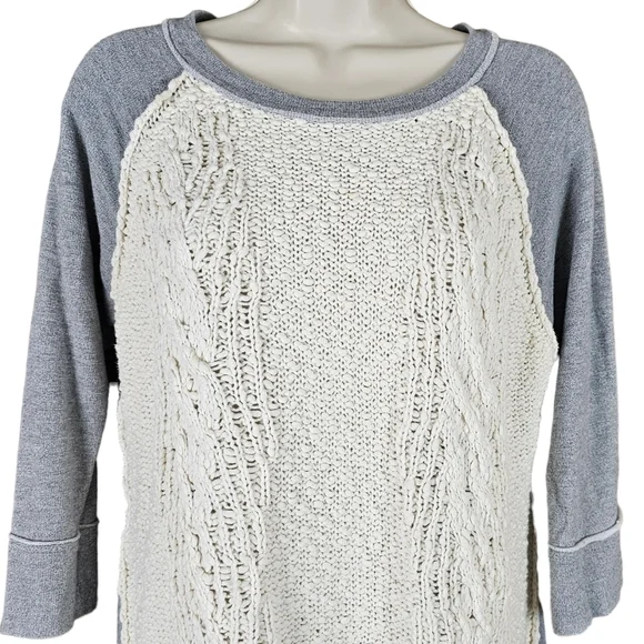 Anthropologie's Dolan Parknit Contrast Gray Jersey & Ivory Chunky Cable Knit Tee - Picture 5 of 11